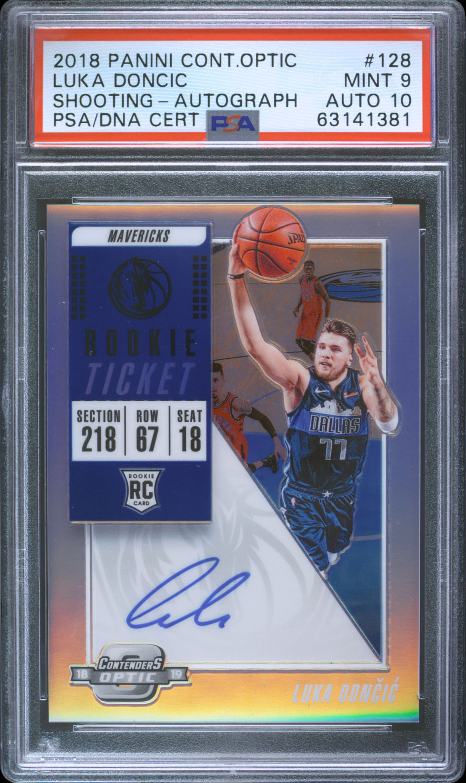 DC's 2018 Panini Contenders Optic Luka Doncic Autograph #128 PSA 9