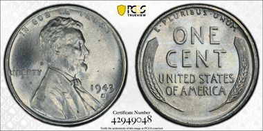 1943-S 1C MS65