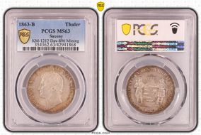 1863-B Thaler KM-1212 Dav-896 Mining MS63