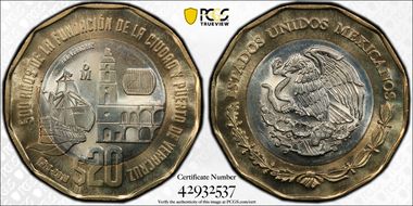 2019-Mo 20 Peso Veracruz 500th Anniversary MS67