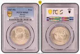1947-Mo Peso KM-456  Ag MS65