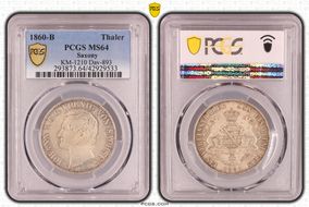 1860-B Thaler KM-1210 Dav-893 MS64