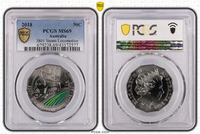 2018 50C 3801 Steam Locomotive Colorized MS69