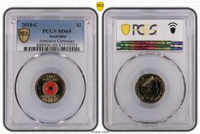 2018-C $2 Armistice Centenary Colorized MS69