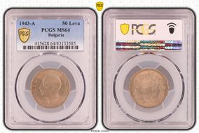 1943-A 50 Leva KM-48a MS64
