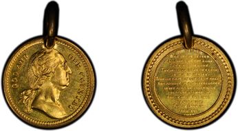 (c.1876) Medalet GW-927 Gilt Brass Lord's Prayer MS67