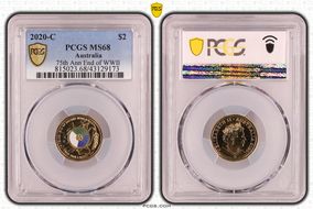 2020-C $2 75th Ann End of WWII Colorized MS68