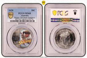 2020 50C Skippy-The Bush Kangaroo Colorized MS68