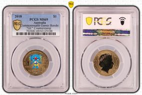 2018 $1 Commonwealth Games Borobi "GC" Counterstamp MS69