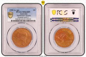 1952 A. (p) 1D Melbourne reverse Pointed serif 2 MS64BN