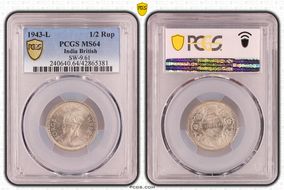 1943-L 1/2 Rup SW-9.61 MS64