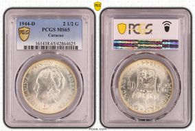 1944-D 2 1/2 G KM-46  Ag MS65