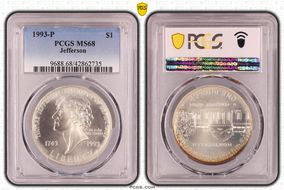 1993-P $1 Jefferson MS68