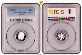 2021-S 10C Silver PR70DCAM