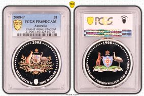2008-P $1 Coat of Arms Colorized PR69DCAM