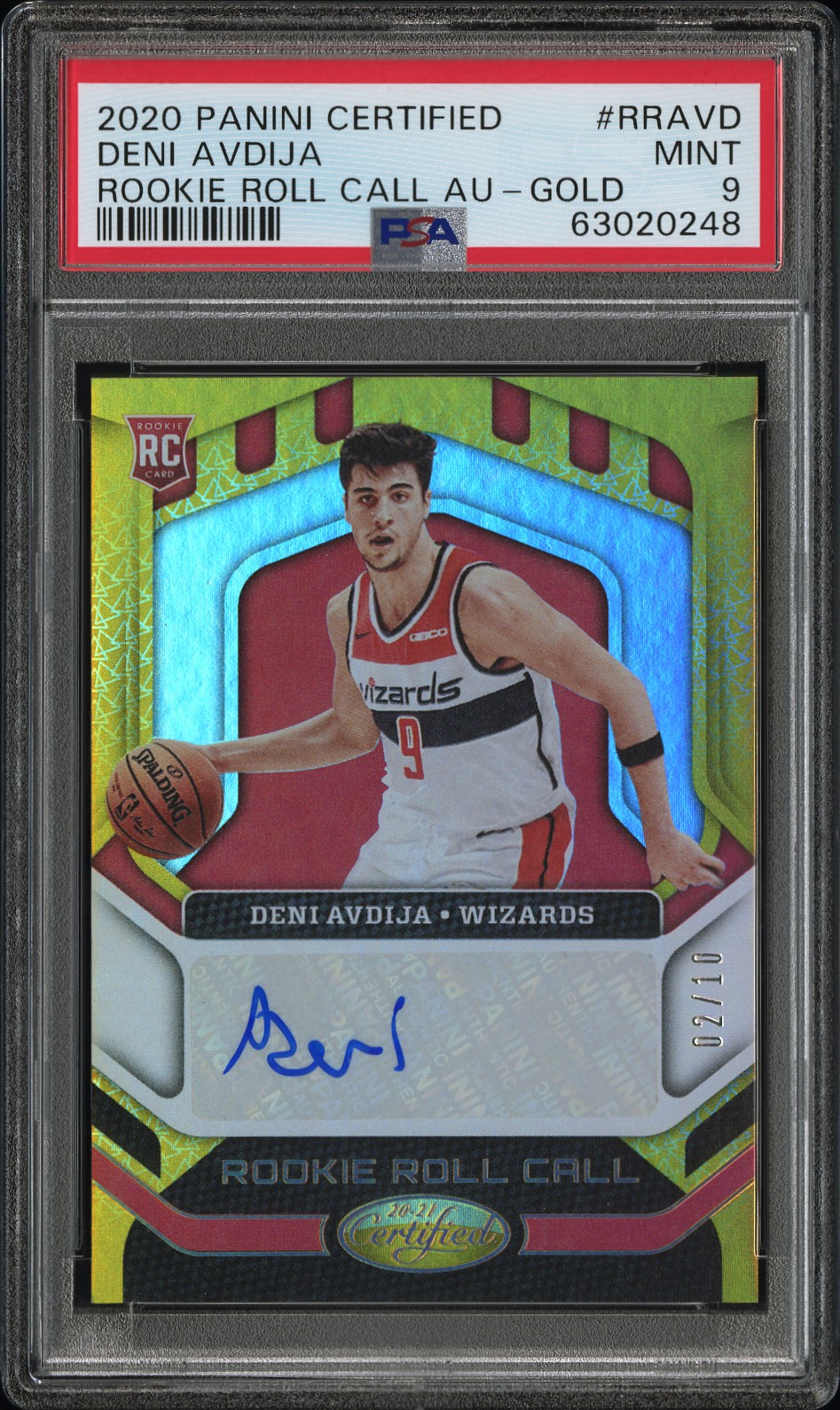 2020 #RRAVD Deni Avdija PSA 9 Panini Certified Rookie Roll Call Autographs