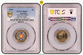 2018 $2 Lest We Forget Eternal Flame Colorized MS67