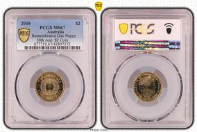 2018 $2 Remembrance Day Poppy 30th Ann. $2 Coin MS67