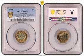 2018 $2 Remembrance Day Rosemary 30th Ann. $2 Coin Colorized MS67