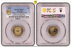 2018 $2 Dome of Australian War 30th Ann. $2 Coin Colorized MS67