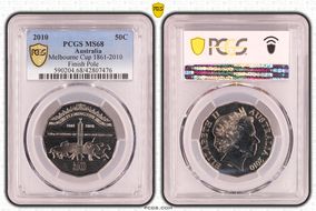 2010 50C Melbourne Cup 1861-2010 Finish Pole MS68