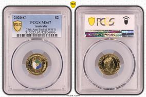 2020-C $2 75th Ann End of WWII Colorized MS67