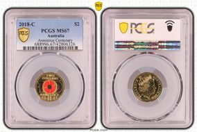 2018-C $2 Armistice Centenary Colorized MS67
