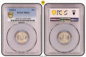 1918-S 10C MS62
