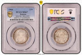 1904 2 Fr KM-58.1 BELGES MS67