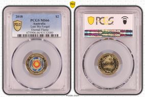 2018 $2 Lest We Forget Eternal Flame Colorized MS66