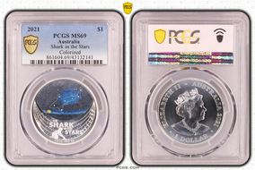 2021 $1 Shark in the Stars Colorized MS69