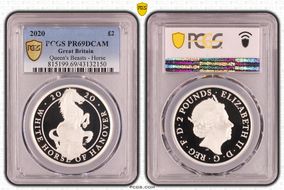 2020 £2 White Horse of Hanover Queen's Beasts Ag PR69DCAM