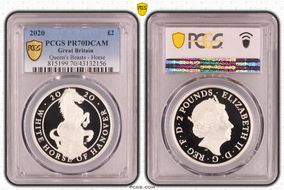 2020 £2 White Horse of Hanover Queen's Beasts Ag PR70DCAM