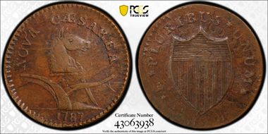 1787 NJ 1/2P Deer Head, Maris 34-J AU58+ BN