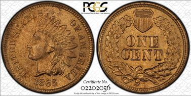 1865 1C Fancy 5 MS65RD