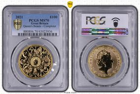 2021 £100 Queen's Beasts - Completer MS70