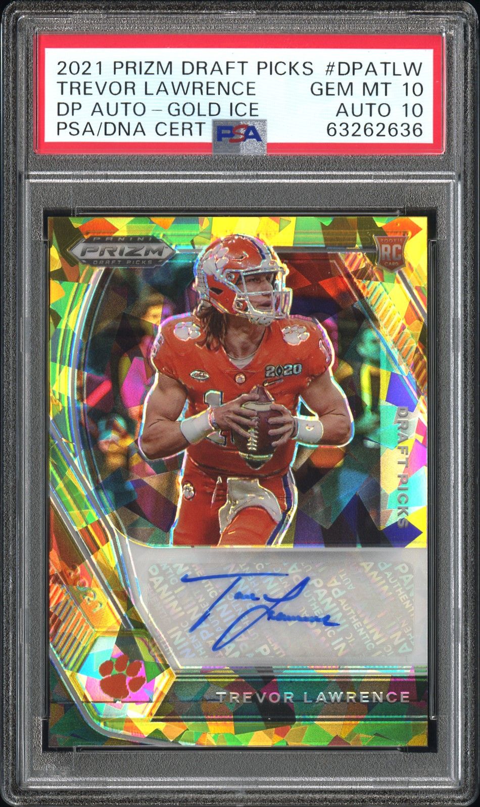2021 Panini PANINI PRIZM DRAFT PICKS DRAFT PICKS AUTOGRAPHS Gold #DPATLW Trevor Lawrence front