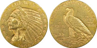 1909-O $5 AU58