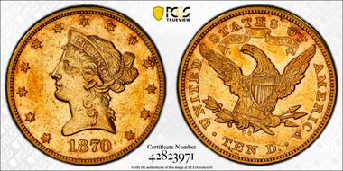 1870-CC $10 XF45