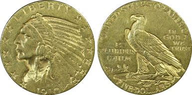 1910-S $5 AU58