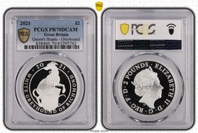 2021 £2 White Greyhound of Richmond Queen's Beasts Ag PR70DCAM