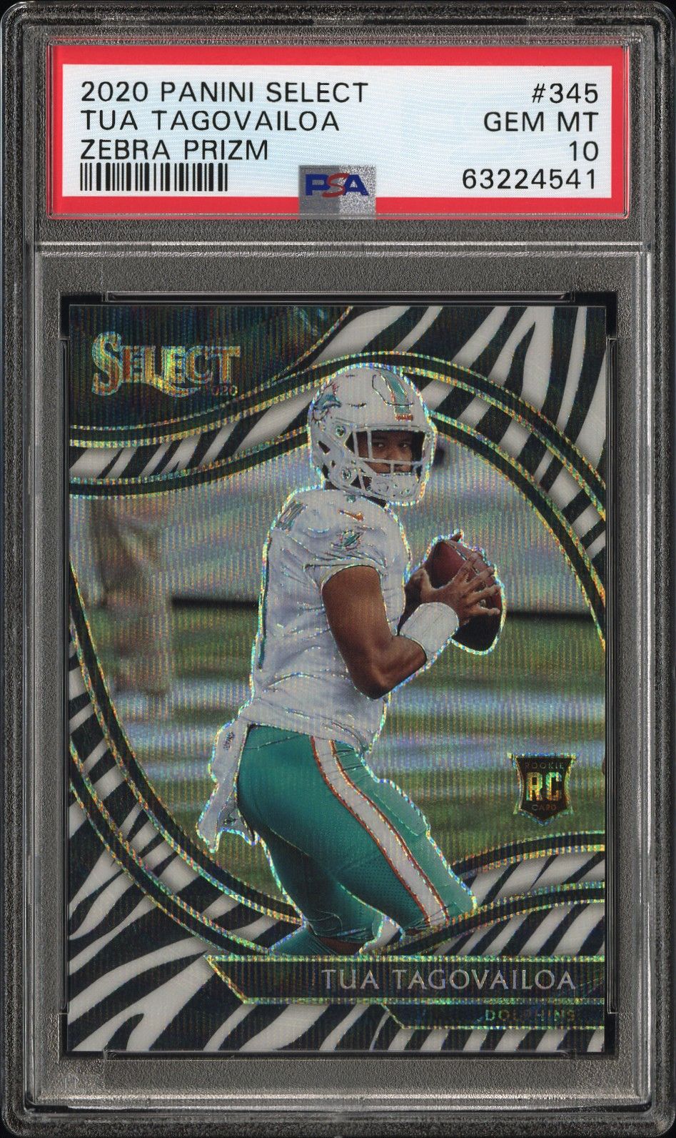 2020 Panini PANINI SELECT ZEBRA PRIZM #345 Tua Tagovailoa front