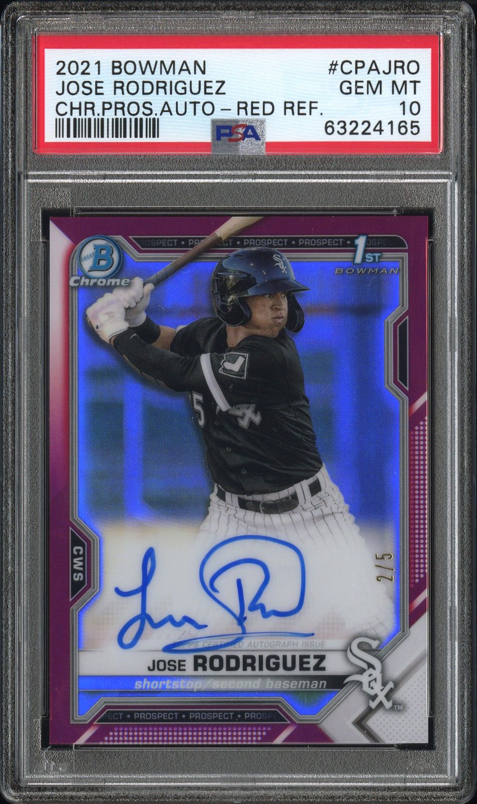 2021 Bowman BOWMAN CHROME PROSPECT AUTOGRAPHS CHR.PROS.AUTO-RED REF. #CPAJRO Jose Rodriguez front