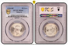 1930-BP 50 Leva KM-42  Ag MS64
