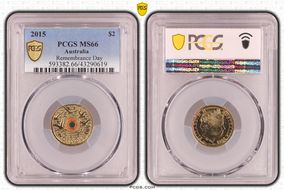 2015 $2 Remembrance Day Colorized In Flanders Fields MS66