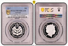 2017 50C Royal Wedding 70th Ann. Ag PR70DCAM
