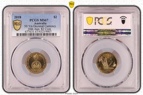 2018 $2 50 Yrs Decimal Currency 30th Ann. $2 Coin MS67