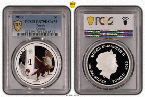 2013 $1 Mythical Creatures Colorized Griffin PR70DCAM