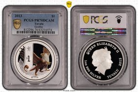 2013 $1 Mythical Creatures Colorized Griffin PR70DCAM