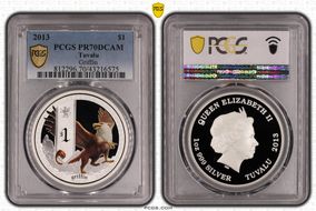 2013 $1 Mythical Creatures Colorized Griffin PR70DCAM